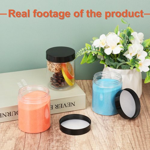 IHDYPPEW 48 Pack 8 OZ Clear Plastic Jars with Black Lids, Empty Plastic Mason Jars, Cosmetic Jar with Lids for Cream, Body Butters, Moisturizers, Candy, Beads, Samples (Clear)