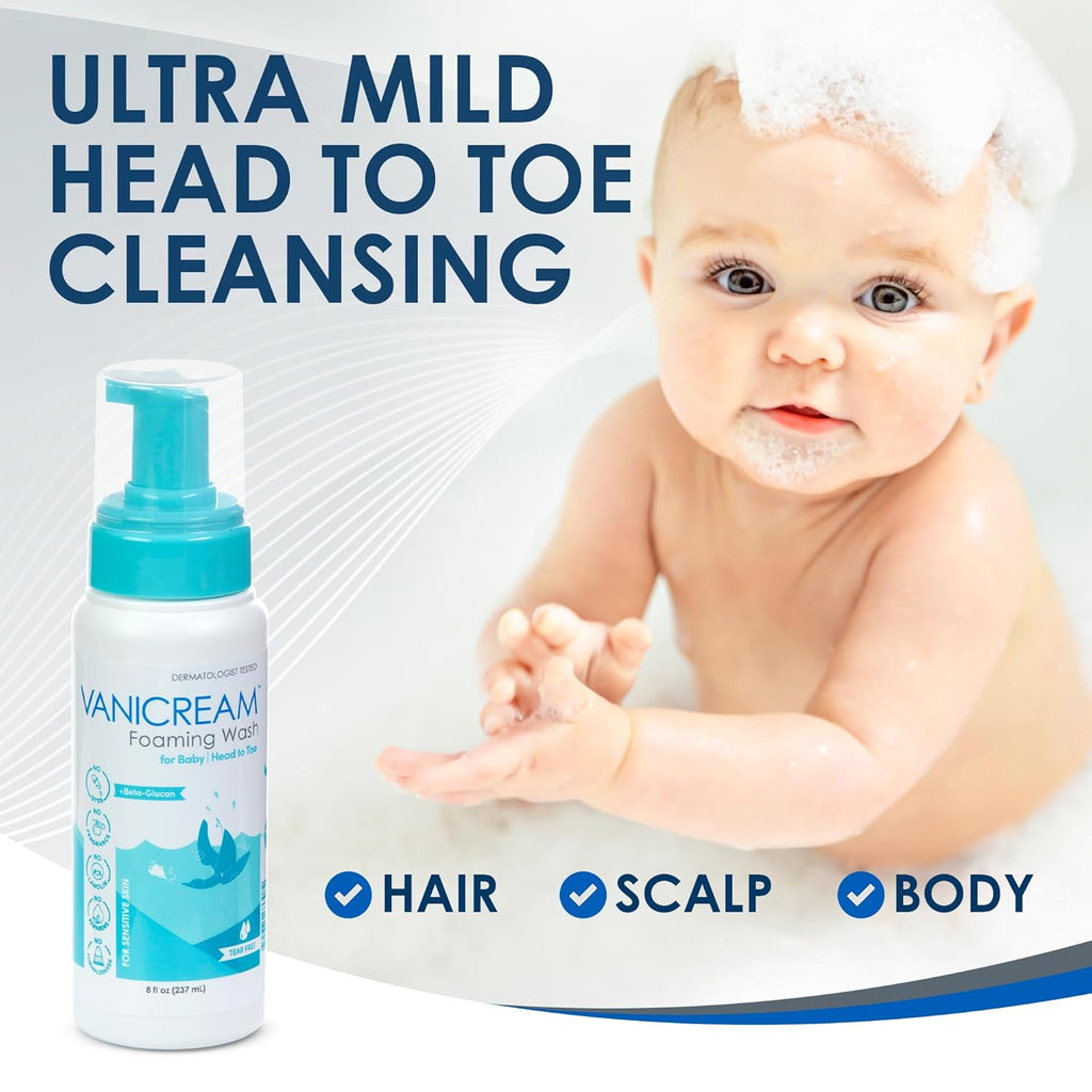 Vanicream Foaming Wash for Baby - Gentle Tear-Free Shampoo & Body Wash | 8 Oz, Moisturizing Formula for Sensitive Skin