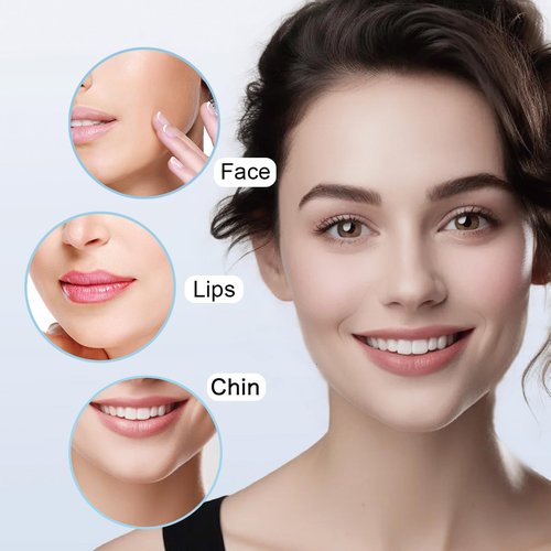 Facial Hair Removal for Women, Painless Hair Removal Device Lady Face Electric Razor for Lip, Chin,arms with USB Rechargeable Included 2 pc Replacement Heads