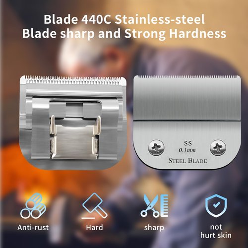 2 Packs Model #64160 Professional Detachable Replacement Stainless-Steel Blades,Cut Length 1/150"(0.1mm),compatible with Andis Ultraedge Outliner Blade/oster Classic 76/Star-Teq/Power-Teq/A5 Clipper