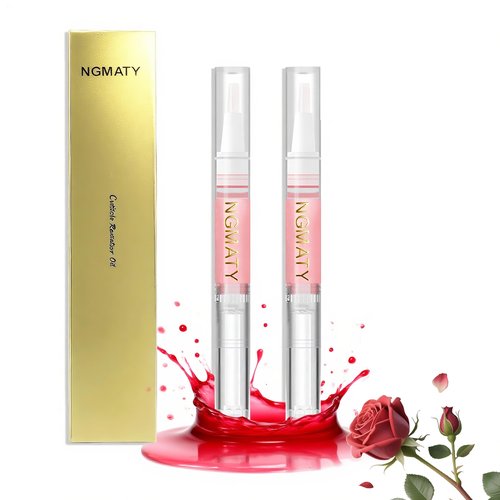 NGMATY 2PCS Cuticle Oil Pen, Finger Edge Manicure Nourishing Pen, Multiple Flavor Cuticle Revitalizer Oil Pen, Nail Strengthener And Growth For Damaged Skin Thin Nail, 2ml (Rose)
