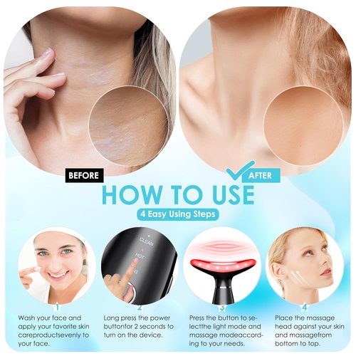 Face Massager -7 Color Red-Light-Therapy,Cool and Thermals for Face and Neck for Wrinkles, Double Chin, Vibrating Facial Massager