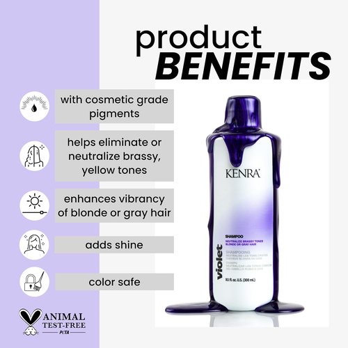 Kenra Violet Shampoo - Eliminates Brassy Tones & Moisturizes Processed Hair | Color Safe for Blonde & Gray