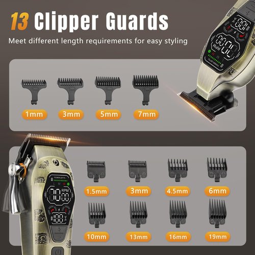 Bomxin Hair Clippers for Men Professiona,3 in 1 T-Blade Barber Clippers and Trimmers Set for Barber kit, Mens Cordless Hair Clippers, Beard Trimmer for Men