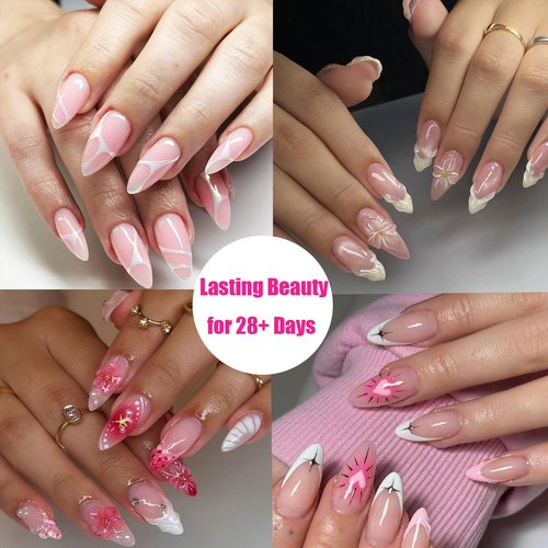 SWRITATSK Press On Nails Thicker Medium Almond Nail Tips,600pcs Gel Flase Nails Tips Acrylic Tip, 15 Sizes 00-13 Fake Tips,Nails Tips, Soft Acrylic Press On Nail Valentines Gifts for Women