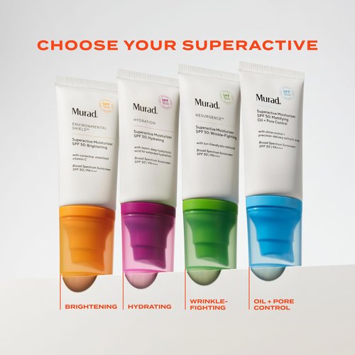 Murad Superactive Brightening Moisturizer SPF 50 - Vitamin C Packed Hydrating Ulta Sheer Facial Sunscreen W/Lipid-boosting Technology for Preventative Aging Protection from UVA/UVB - 1.7 Fl oz