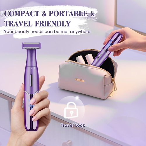 Electric Razor for Women,6 in 1 Women's Bikini Trimmer Shaver for Women & Men Pubic Hair, Private Area, Legs, Eyebrow,Face, Nose, Eyebrow, Body Hair Removal IPX5 Waterproof Wet & Dry