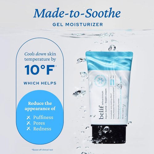 Belif Aqua Bomb Frozen Gel Cream - Cooling Hydration with Panthenol & Niacinamide - Lightweight Daily Moisturizer, 1.69 fl oz