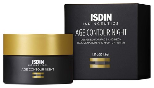 ISDIN Age Contour Night Face & Neck Cream - Melatonin & Peptides, 1.8 Oz for Youthful Skin