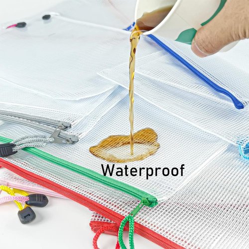 D-KINGCHY 24-Piece Zipper Storage Bags - Waterproof Plastic Mesh Pouches for Office, School & Travel Organization