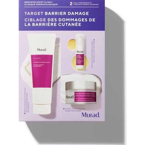Murad Target Barrier Damage Set - AHA/BHA Cleanser, Hyaluronic Cream, Cellular Hydration Serum | Exfoliate & Repair Skin Barrier