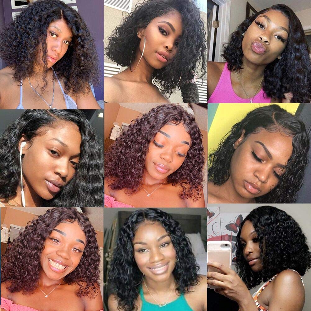 YAMI 8a Brazilian Water Wave Bundles, Short Wet and Wavy Human Hair Bundles for Black Women, Brazilian Curly Weave 4 Pcs 100% Unprocessed Ocean Wave Hair Extensions (8 8 8 8, 200g)