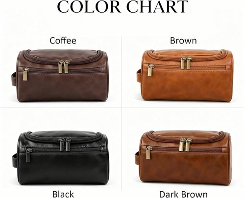 Skiennix Personalized Travel Leather Toiletry Bag - Waterproof & Customizable for Men | Ideal Gift for Dad, Husband, or Grandpa