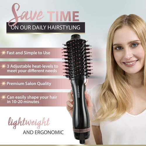 Magnifeko Round Hair Dryer Brush - Hot Air Blow Dryer Brush for Women for Hair Drying, Styling and Volumizing -(Black)