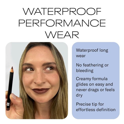 MOB Beauty Waterproof Lip Liner - Smooth Precision Formula in M147 Chocolate Port | 100% Natural, Vegan & Cruelty-Free