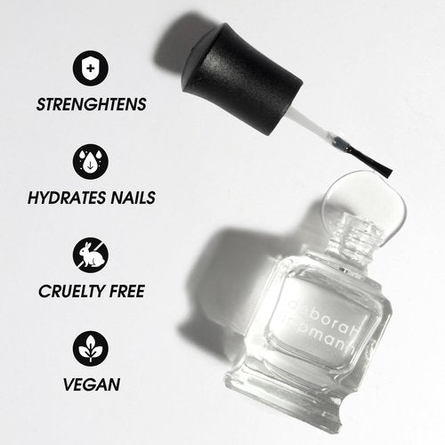 Deborah Lippmann Hard Rock Base and Top Coat | Promotes Healthy Growth for Soft Nails | Diamond Powder Strengthens and Protects Nail Polish | Clear, 50 Fl. Oz