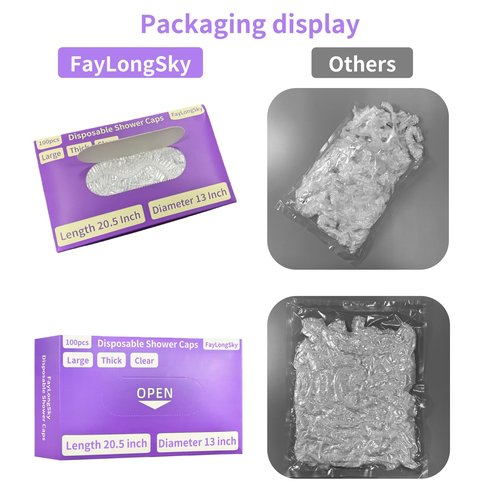 FayLongSky 100PCS Disposable Shower Caps - Large Thick Clear Plastic Shower Cap for Women Reusable Waterproof and Men, Hair Cap for Deep Conditioning, Hotel Travel Essentials (20.5 inch)