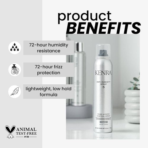 Kenra Anti-Humidity Spray 5 - Frizz & Static Control | 72-Hour Humidity Resistance | Lightweight Formula