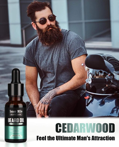 ISNER MILE Beard Oil Kit - 5 Pack with Sandalwood, Orange, Cedarwood & Sage | Perfect Gift for Men