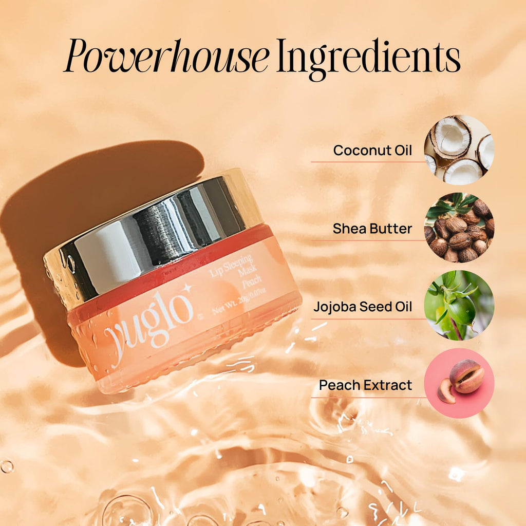 YUGLO Lip Sleeping Mask | Peach Flavor | Hydrating & Soothing Lip Treatment for  Dry, Chapped Lips | Plumps & Moisturizes | Overnight Lip Repair