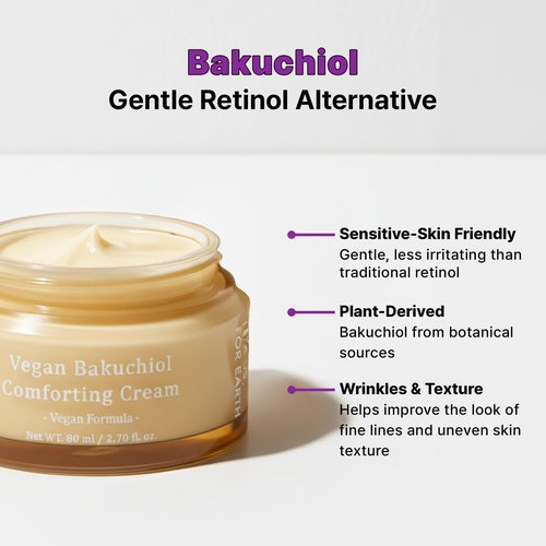 TINAZANA Vegan Bakuchiol Comforting Cream, Gentle Retinol Alternative, 25% Shea Butter, Barrier Strengthening & Hydrating, Dew Drop Texture, 2.7 fl.oz