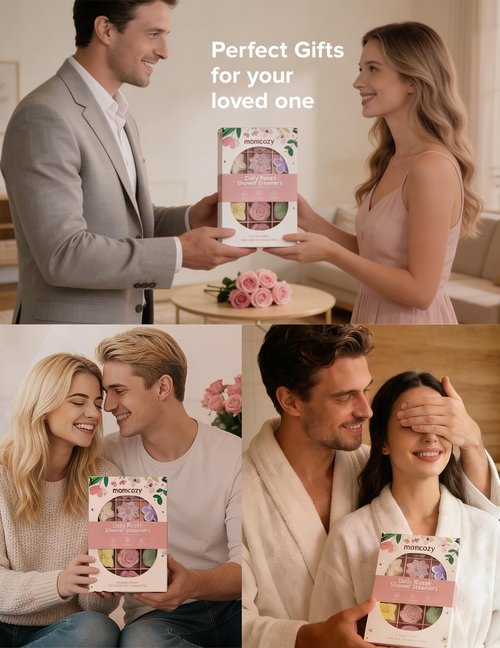 Momcozy 14-Pack Shower Steamers with 7 Floral Scents, Valentine’s Day Self Care Gifts for Her, Wife, Girlfriend & Mom, at-Home Spa Aromatherapy for Daily Showers, Stress Relief