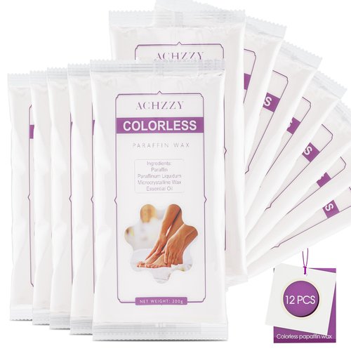 Achzzy Natural Paraffin Wax Refills, 12 Pack Paraffin Wax Blocks of Unscented for Paraffin Bath, Paraffin Wax for Hand and Feet for Deep Hydration, Moisturizing and Nourish (Unscented)