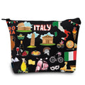 LEVLO Italy Travel Pouch Bag Rome Souvenir Gift Pisa Tower Colosseum Venice Carnival Zipper Pouch Bag Italy Trip Gift (Italy Black)