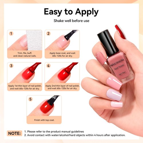 Nailshion Nude Gray Nail Polish Set Neutral 16 Colors with Base Top Coat Remover Pads, Nude Brown Burgundy Dusty Rose Fast Dry Fingernail Polish Set, Non-Gel, Rich in Castor Oil Nail Art Kit