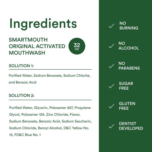 SmartMouth Original 2-Bottle Activated Mouthwash with Pumps, Bad Breath Support, 32 fl oz