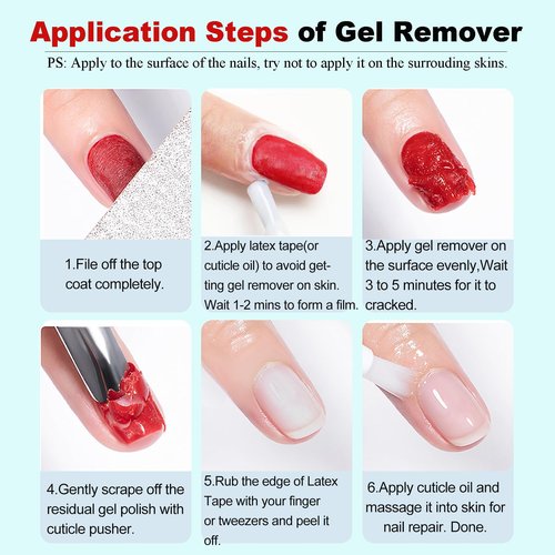 LOUINSTIC Gel Nail Polish Remover & Liquid Latex for Nails: Skin's Protective Barrier Helps Remove Easily in 2-5 Minutes, Low-Irritation, No Residue, No Foil Needed, with Manicure Tools