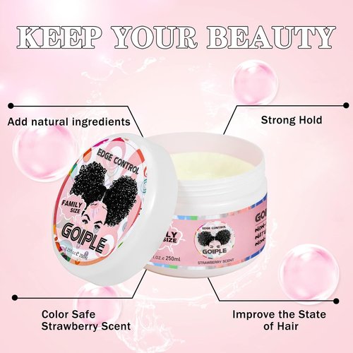 Goiple Edge Control Wax - 8.25 OZ Non-Greasy Hair Gel for All Hair Types | Extra Strong Hold, No Flaking