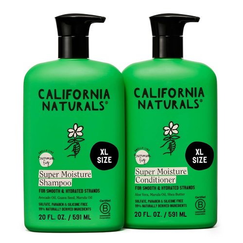 California Naturals Moisture Shampoo & Conditioner Set - Natural, Vegan Hair Care Bundle for All Hair Types | 20 fl oz