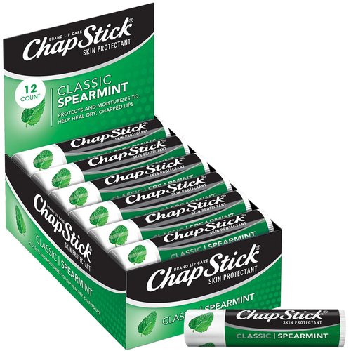ChapStick Classic Spearmint Lip Balm - 12-Pack of Cool & Refreshing Moisturizer, 0.15 Oz Each