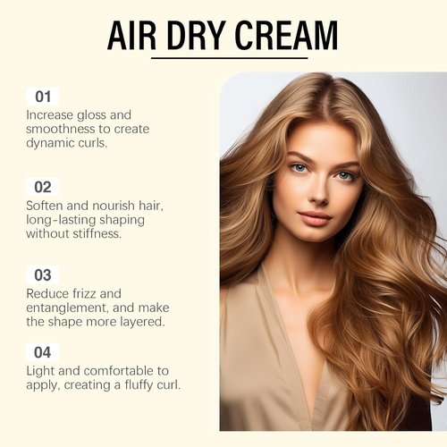 Skiennix Air Dry Cream - Frizz-Free Hair Styling for Curly, Wavy & Straight Hair - 8 oz