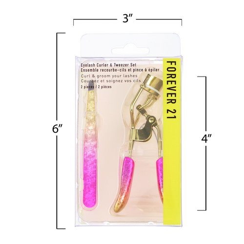 Eyelash Curler & Tweezer Set - 2pc Lash Kit w/Precision Lash Curler & Lash Tweezers for Eyelash Strips | False Eyelash Applicator Tool Kit
