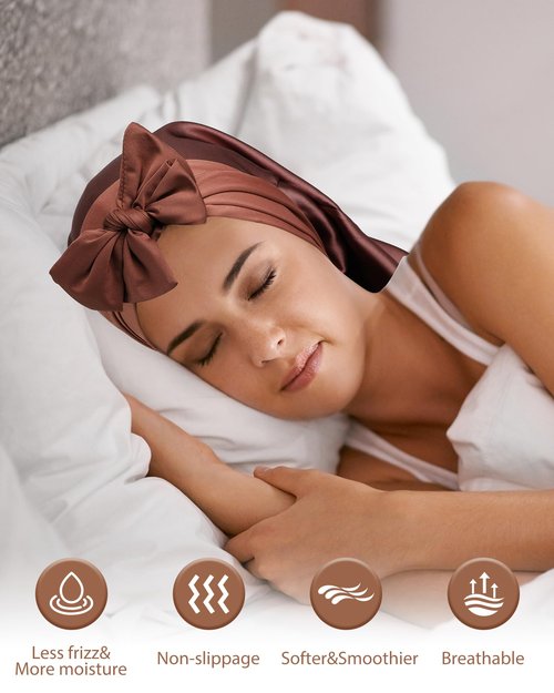 100% Mulberry Silk Bonnet for Sleeping Women Braid Bonnet for Long Hair with Elastic Tie Band Hair Wrap for Braids Curly Hair
