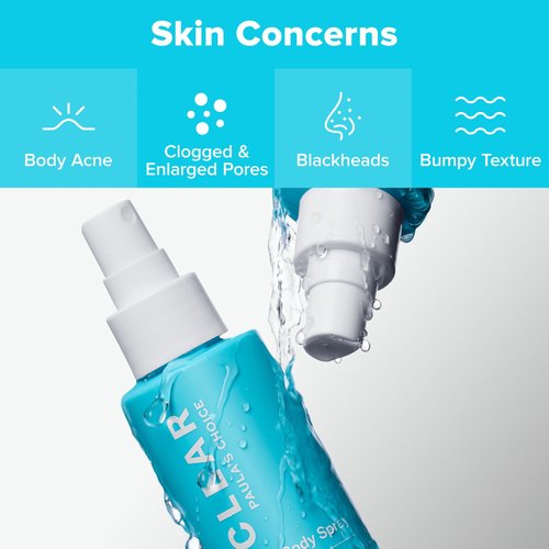 Paula's Choice CLEAR Exfoliating Back & Body Acne Spray, Bacne Spray with 2% BHA Salicylic Acid Back Acne Treatment for Clogged Pores, Blackheads & Breakouts, Alcohol-Free, Fragrance-Free, 4 Fl Oz