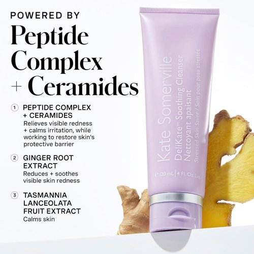 Kate Somerville DeliKate Soothing Cleanser - Hydrating Face Wash for Sensitive Skin, 4 Fl Oz | Relieves Redness & Irritation