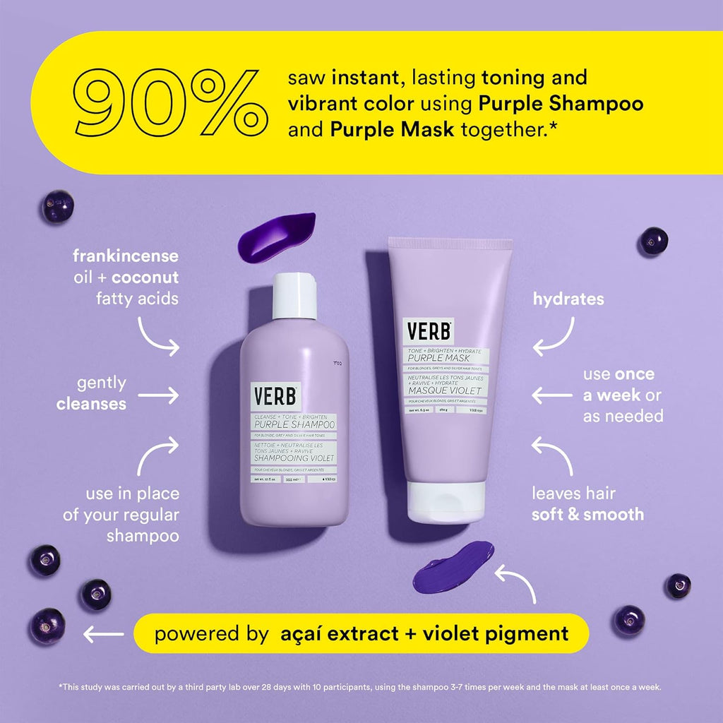 Verb Purple Toning Kit | Toning Shampoo & Hair Mask for Blonde, Grey & Silver Hair - Vegan & Paraben-Free