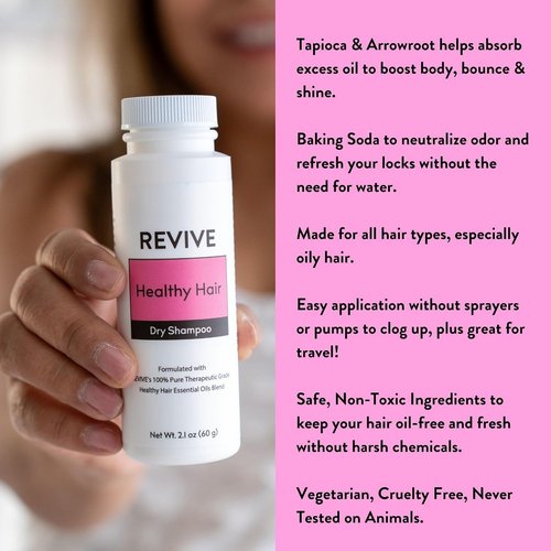 Revive Essential Oils Dry Shampoo Powder - Absorbs Oil & Leaves No Residue | Rosemary Scent (2 oz)