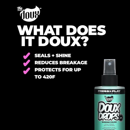 Doux DOUX DROPS Bonding Polish Spray - Anti-Humidity Hair Smoother & Heat Protectant for Curly Hair - 4 oz