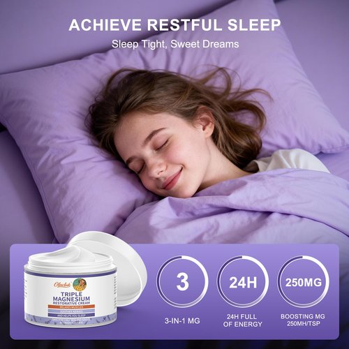 OLACLUK Magnesium Lotion for Sleep - Nighttime Magnesium Butter Cream for Feet & Leg, Topical Sweet Sleep Body Butter - Relaxing, Soothing for Kids & Adults (4 oz, Lavender)