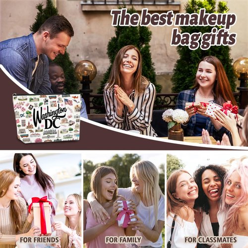 NBIAN Washington DC Themed Makeup Bag washington dc Souvenirs Gift for Women, Best Friend, Sister - Travel Friendly Cosmetic Bag, Birthday Christmas Present
