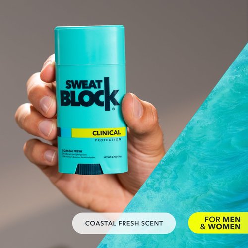 SweatBlock Clinical Strength Deodorant and Antiperspirant for Men and Women Coastal Fresh Scent 2 Pack 48 Hour Protection Against Odor and Excessive Sweat Ideal for Active Lifestyles and Daily Use