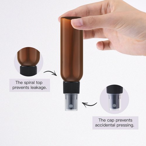 LISAPACK 2oz Small Spray Bottle (10 Pack) Plastic Mini Fine Mist Atomizer, Tiny Sprayer for Travel Perfume, Cologne, Alcohol (Brown, 60ml)