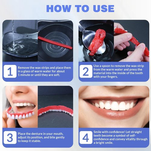 Veneers Teeth for Women, DIY Denture Kit, Do It Yourself False Teeth, Upper and Lower Matching Set, Fix Your Smile at Within Minutes, 1PCS - U7