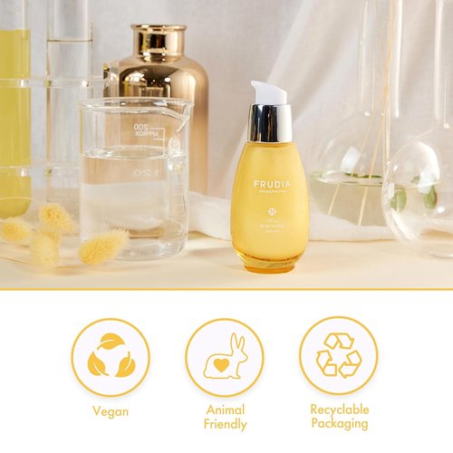 FRUDIA Citrus Brightening Serum - 74% Jeju Tangerine Peel Extract & Vitamin C | 1.76 Oz Korean Facial Serum for Dark Spots & Hyperpigmentation