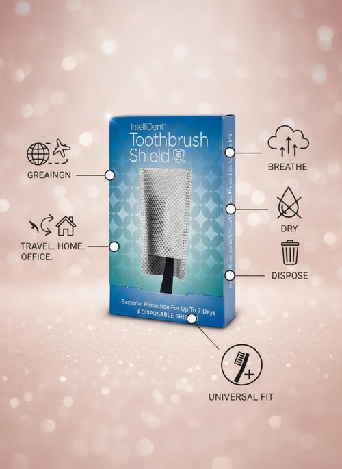 Intellident Toothbrush Shields - Toothbrush Head Cover Caps - Breathable, Quick-Drying & Disposable - Perfect for Travel, Home & Office Use - 20 Count (Pack of 2)