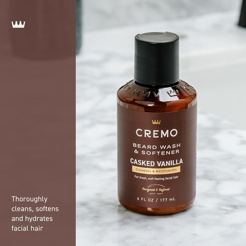Cremo Casked Vanilla Beard Wash & Softener - Cleans & Moisturizes All Facial Hair Lengths | 6 Fl Oz